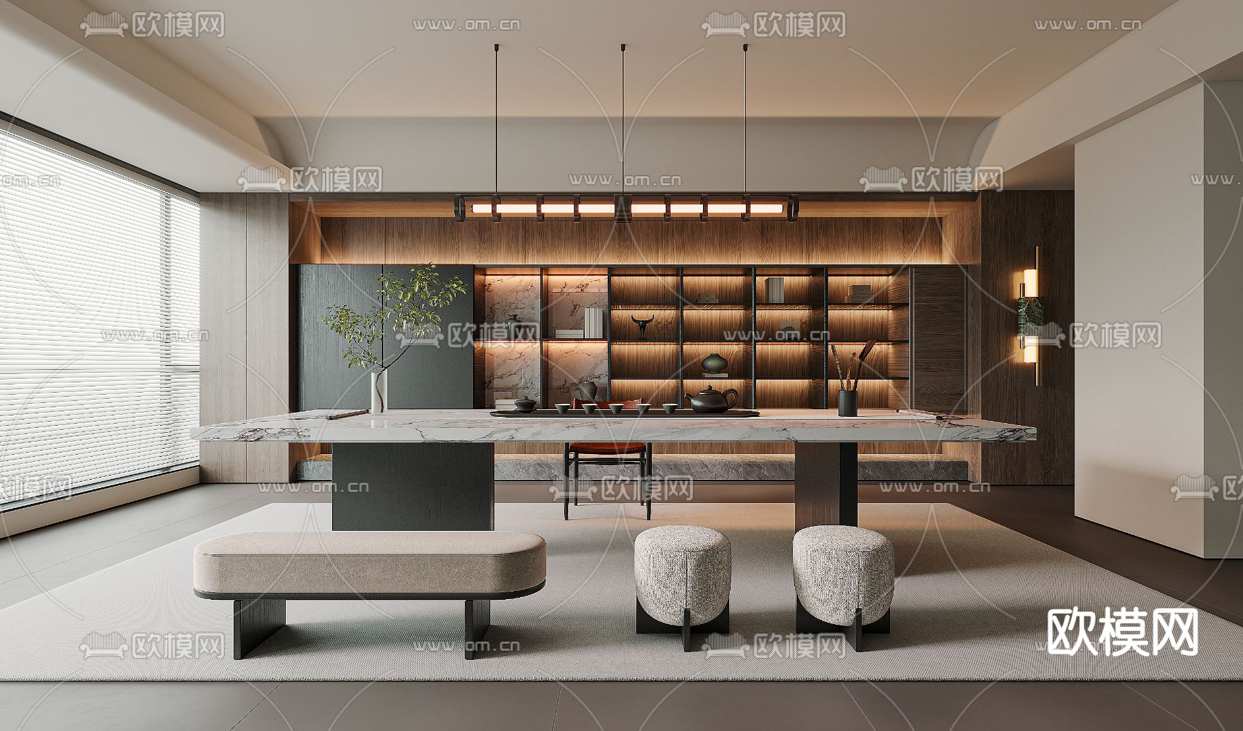 现代茶室3d模型下载