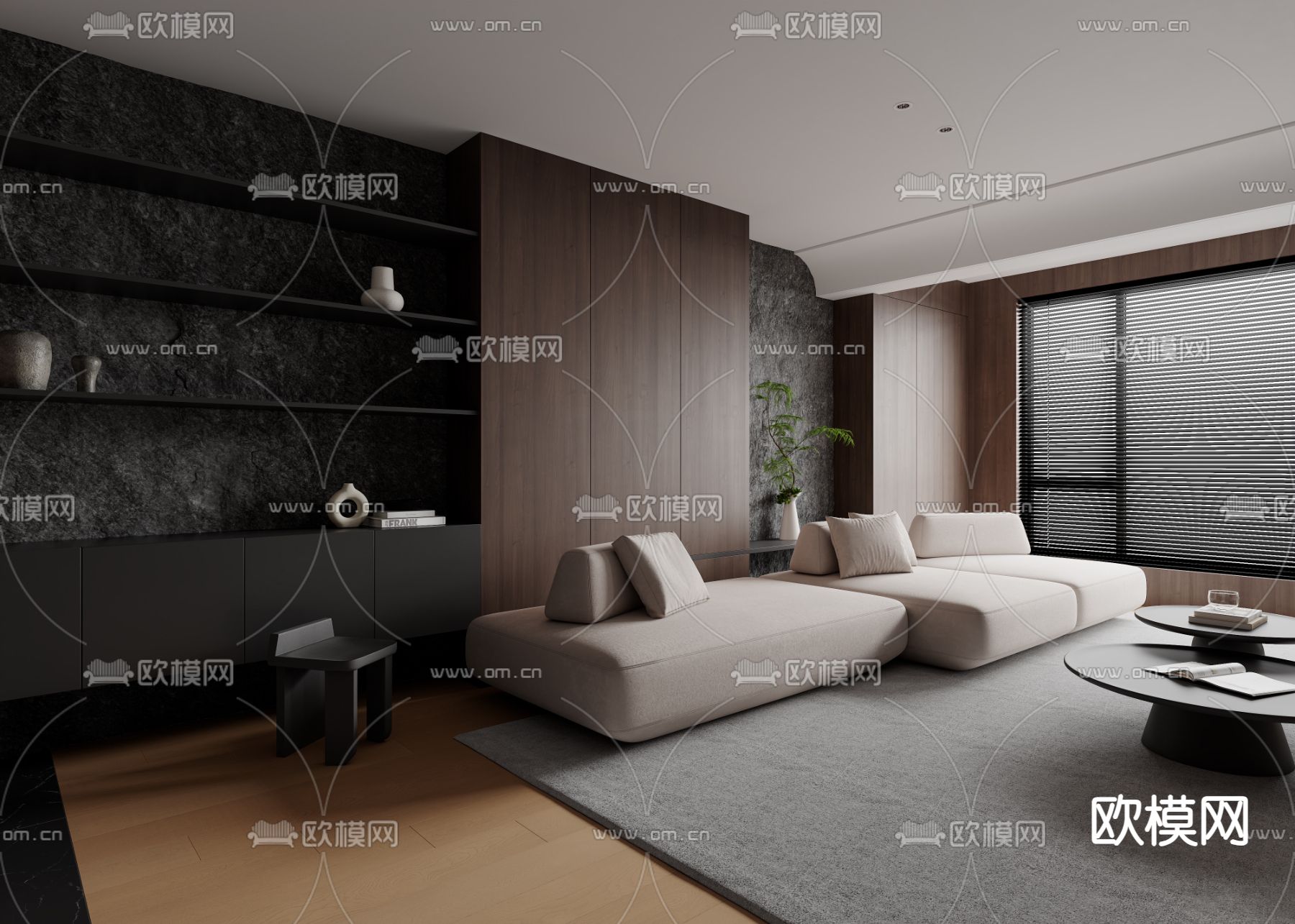 暗黑风客餐厅3d模型下载（渲染图2）