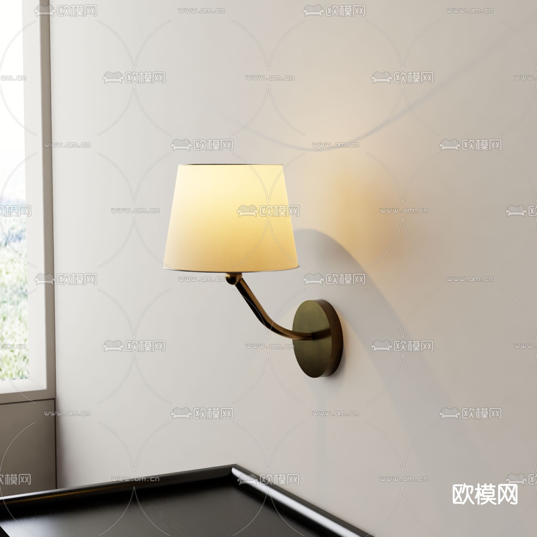 创意壁灯 床头灯3d模型下载（渲染图2）
