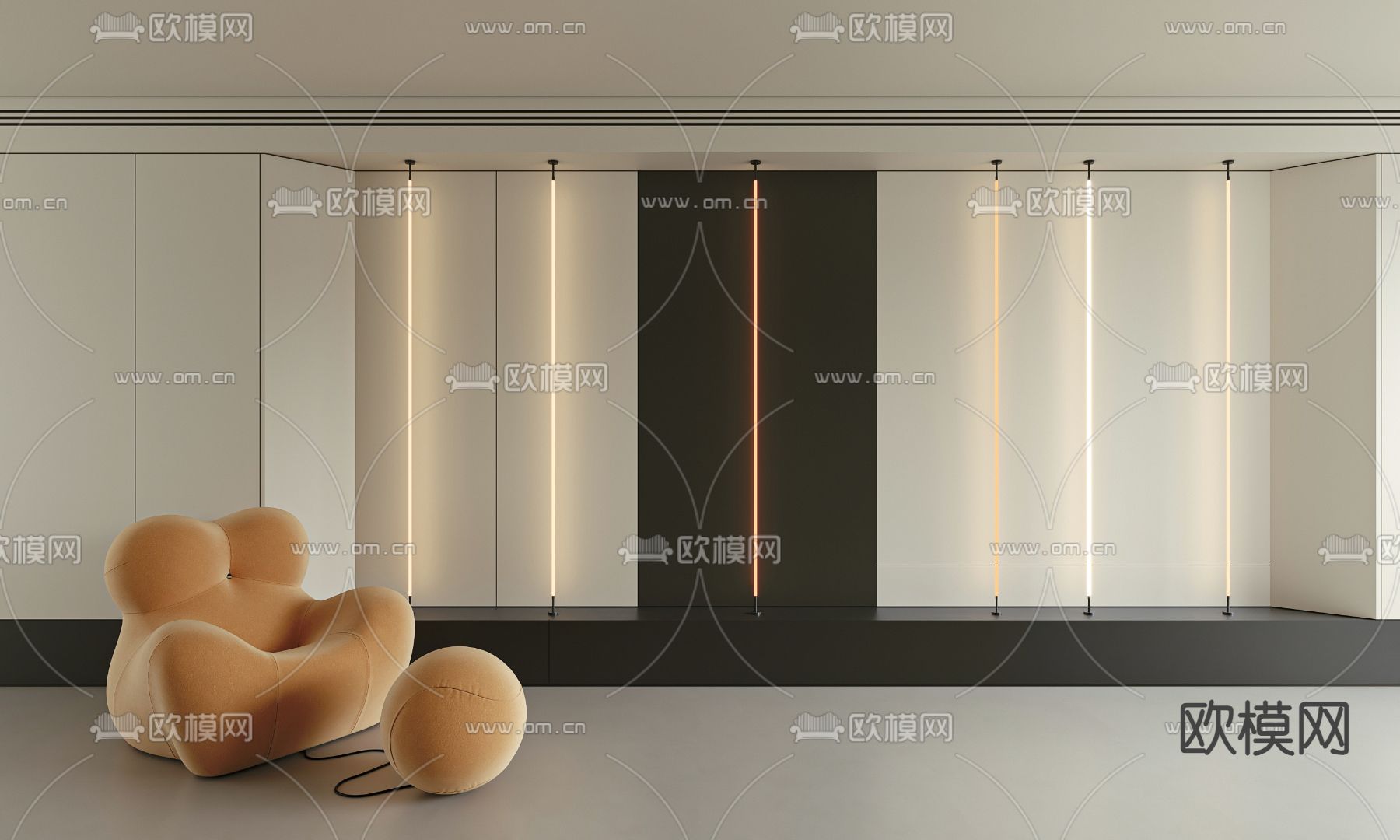 钢带灯 线性灯 天际灯3d模型下载