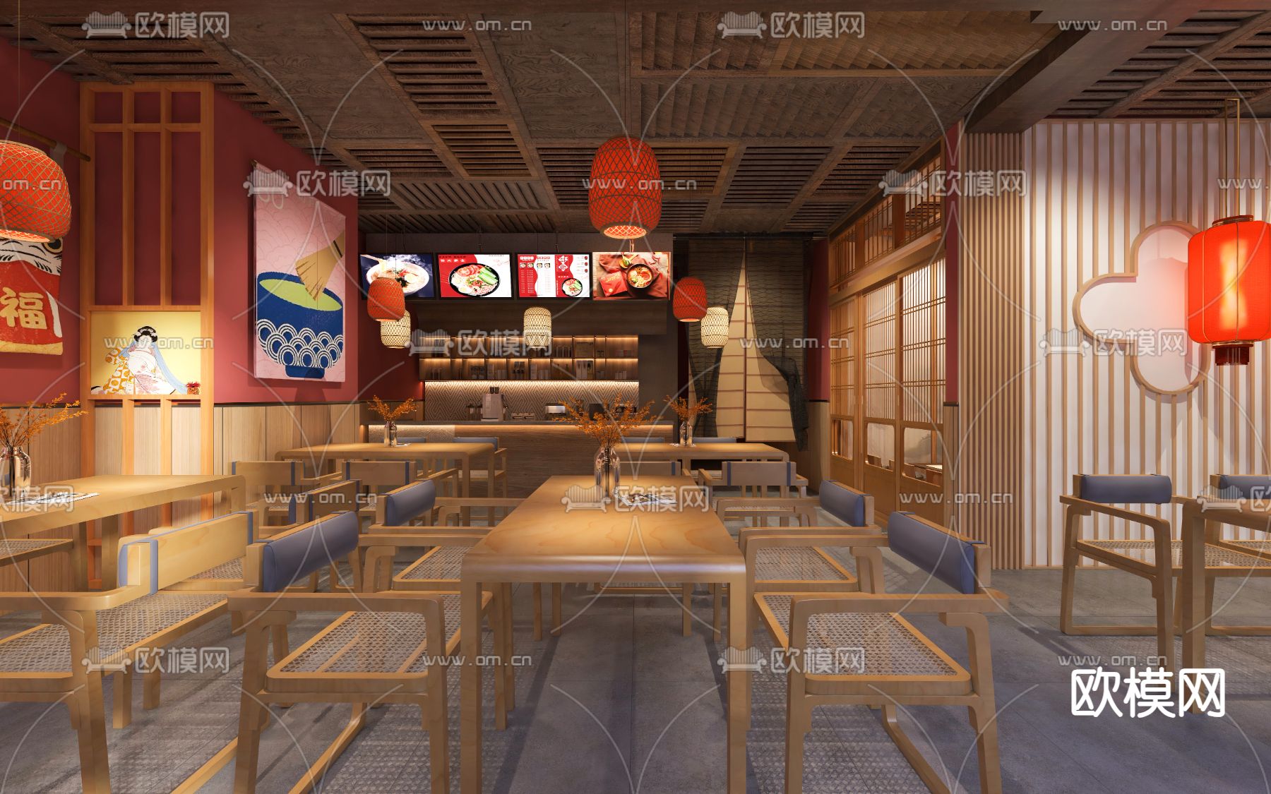 日式料理店 居酒屋3d模型下载（渲染图1）