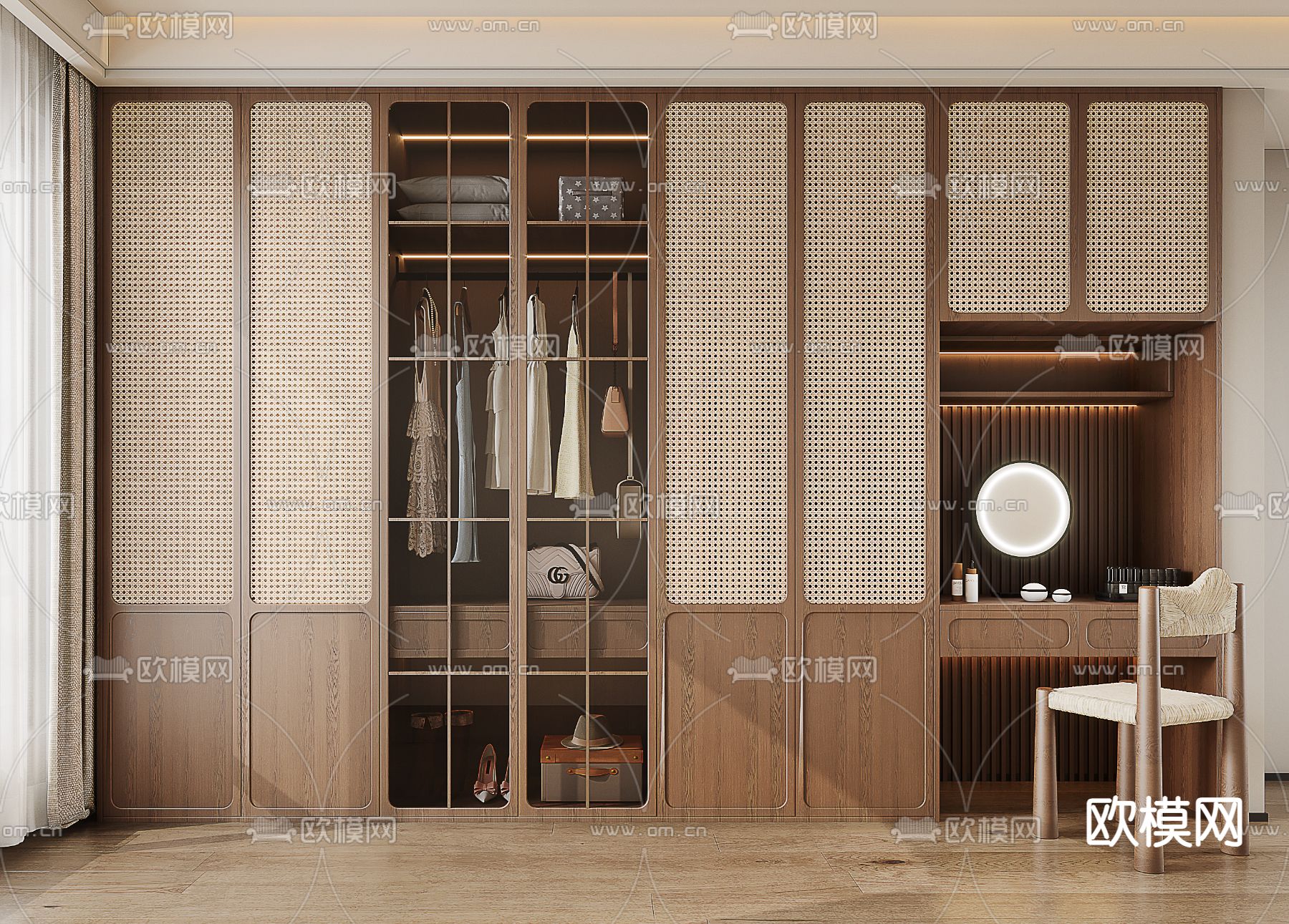 中古风衣柜 衣橱3d模型下载