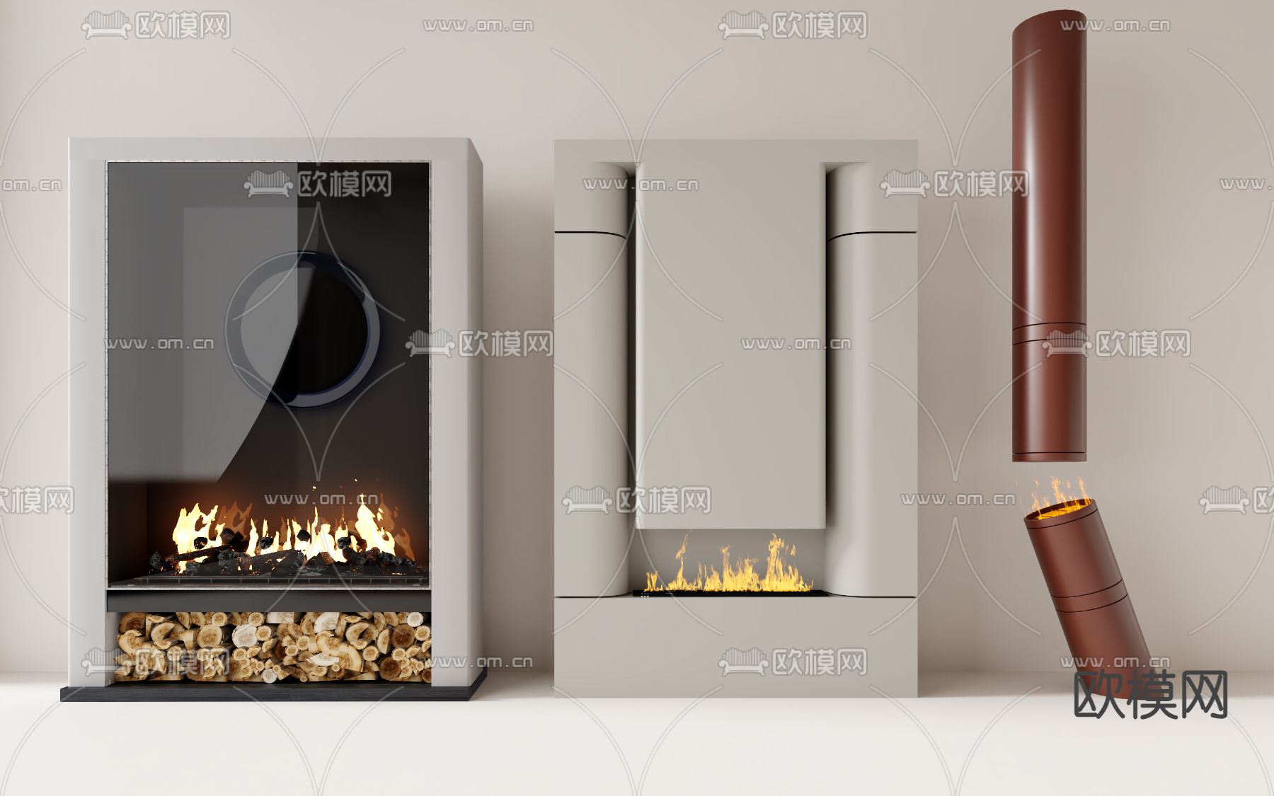 电子壁炉 火炉 柴火3d模型下载