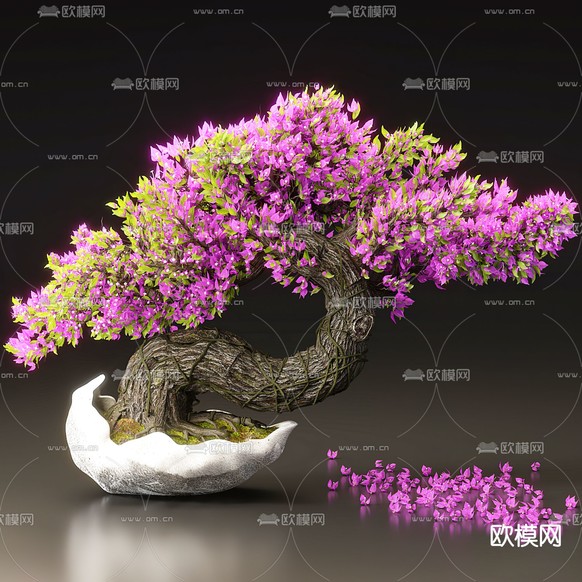 新中式盆栽 盆景 花盆3d模型下载(渲染图5)