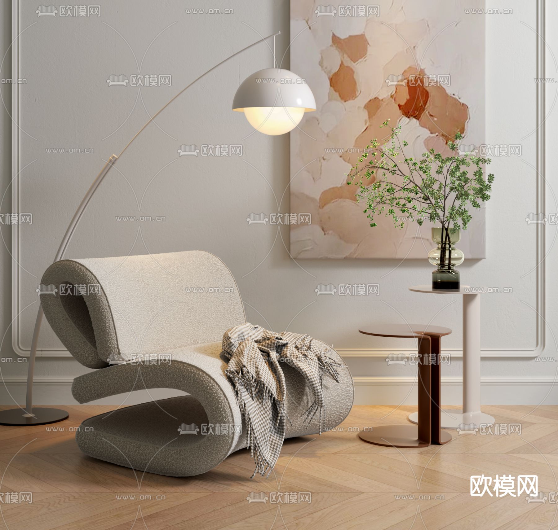 曲面沙发椅 休闲椅3d模型下载_ID15038819_3dmax免费模型-欧模网