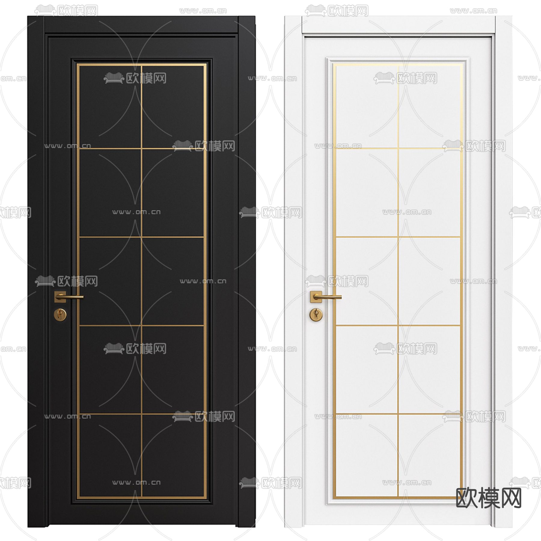 现代房门 卧室门 平开门3d模型下载