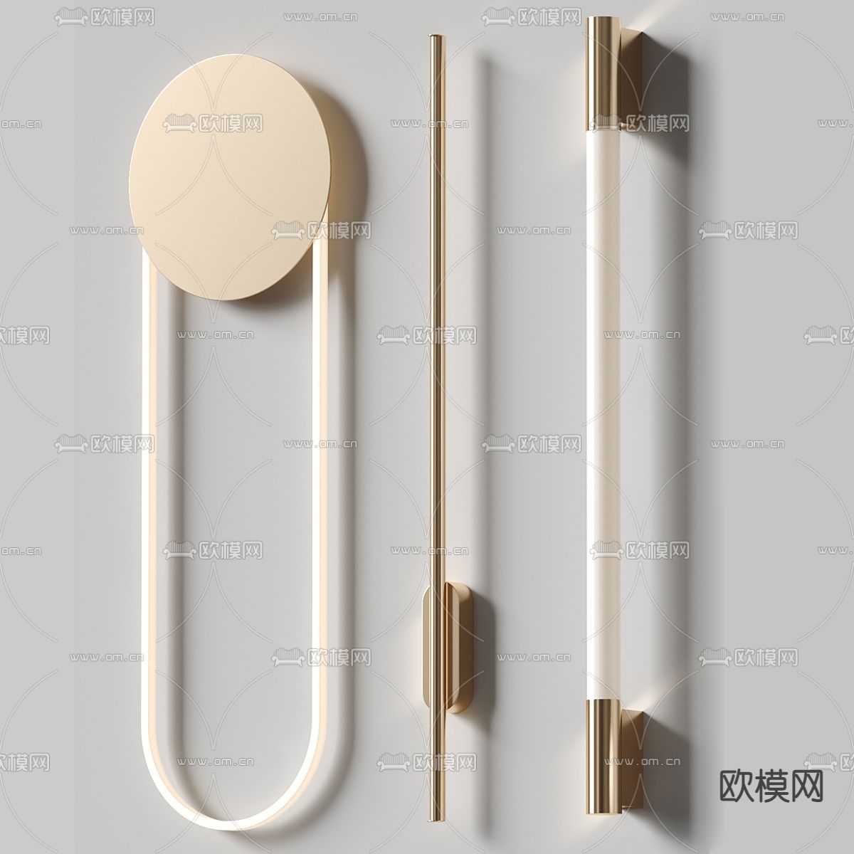 长条壁灯3d模型下载（渲染图2）