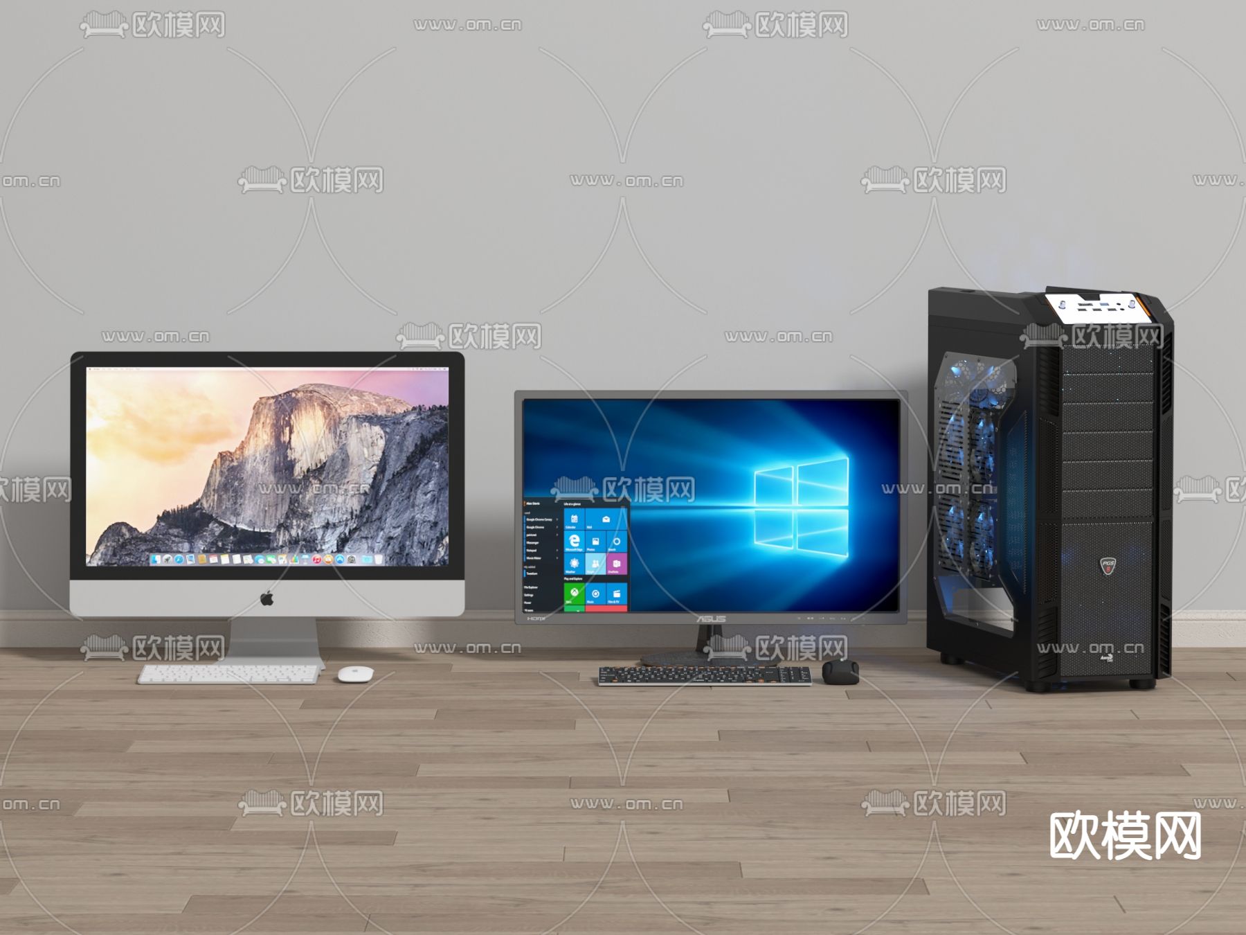 显示器 键盘 电脑主机3d模型下载