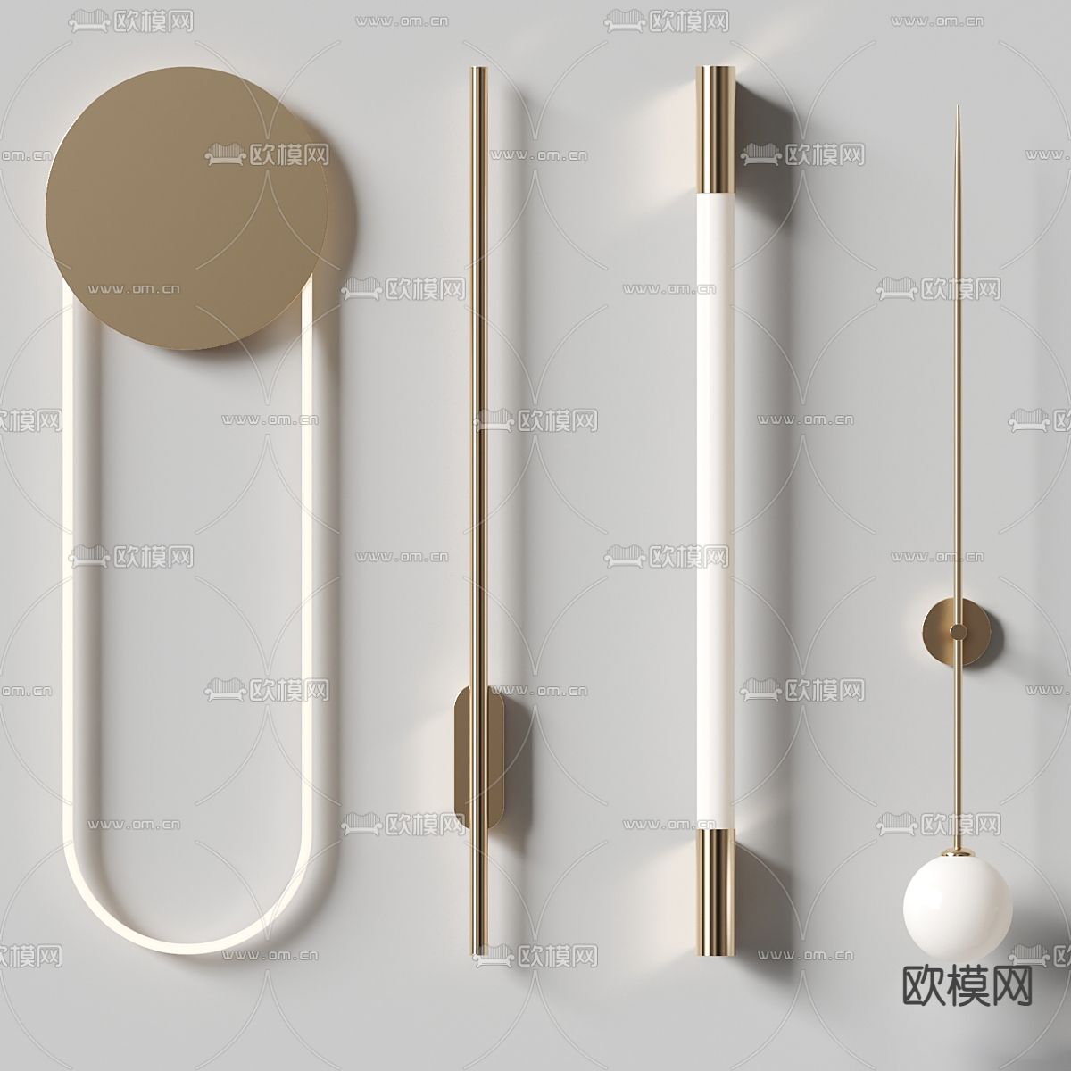 长条壁灯3d模型下载（渲染图1）