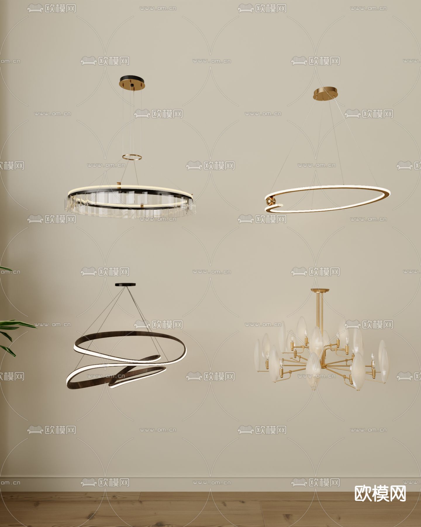 轻奢吊灯 大厅吊灯3d模型下载