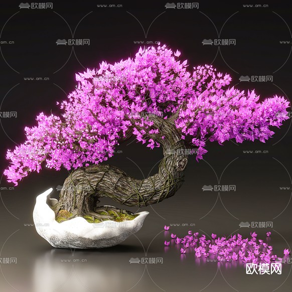 新中式盆栽 盆景 花盆3d模型下载(渲染图4)
