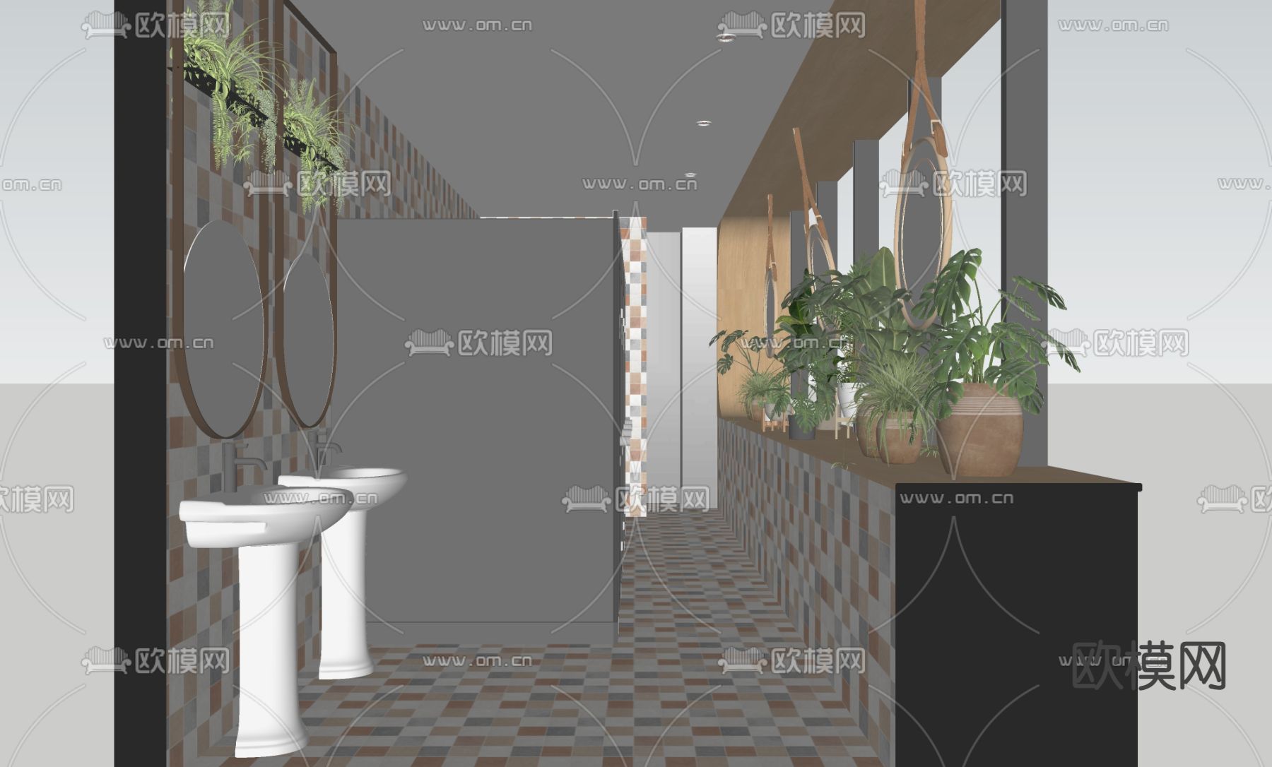 现代卫生间su模型下载（渲染图1）