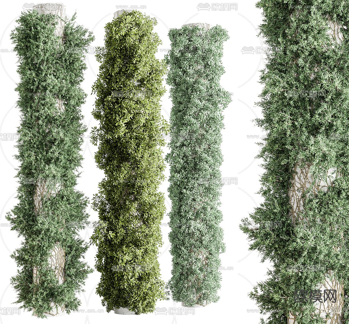 爬藤柱子 藤蔓柱 植物柱 绿植柱子3d模型下载（渲染图2）