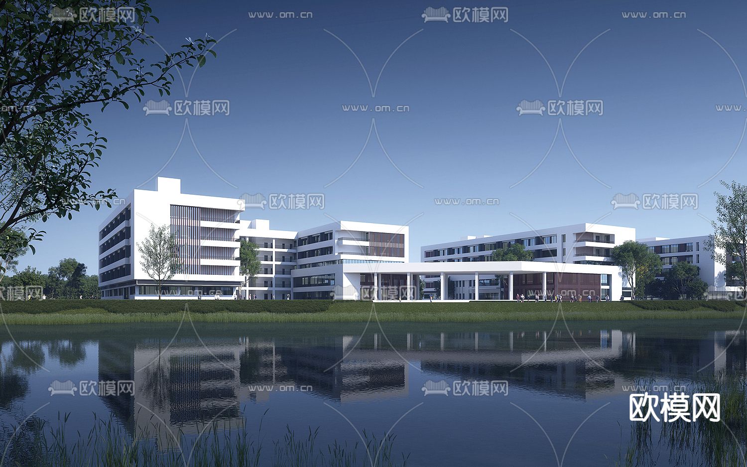 现代中小学 教育建筑su模型下载（渲染图2）