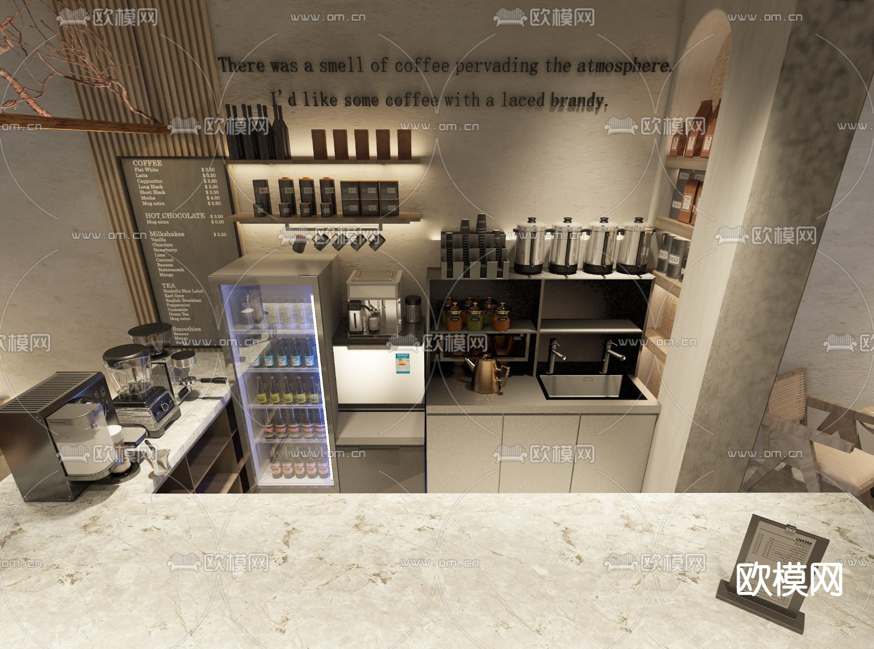 侘寂风酒咖 咖啡店3d模型下载（渲染图5）