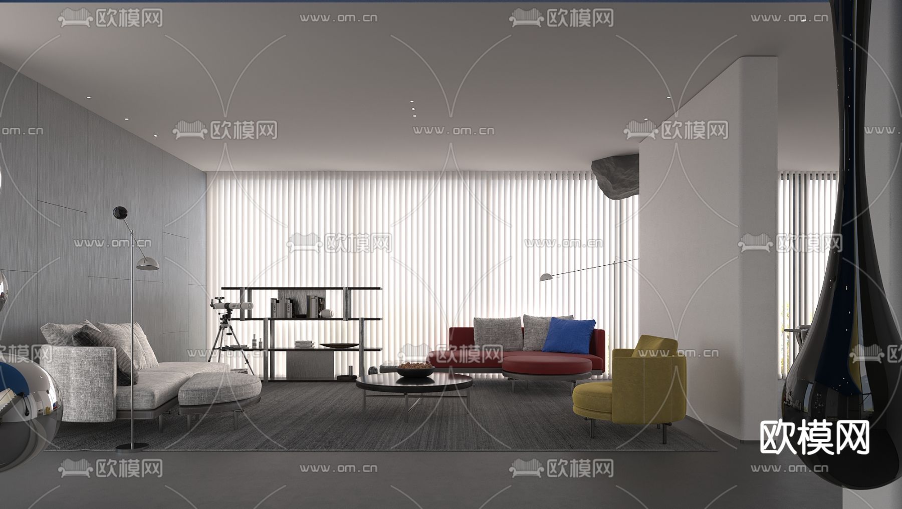 工业风客厅su模型下载（渲染图4）