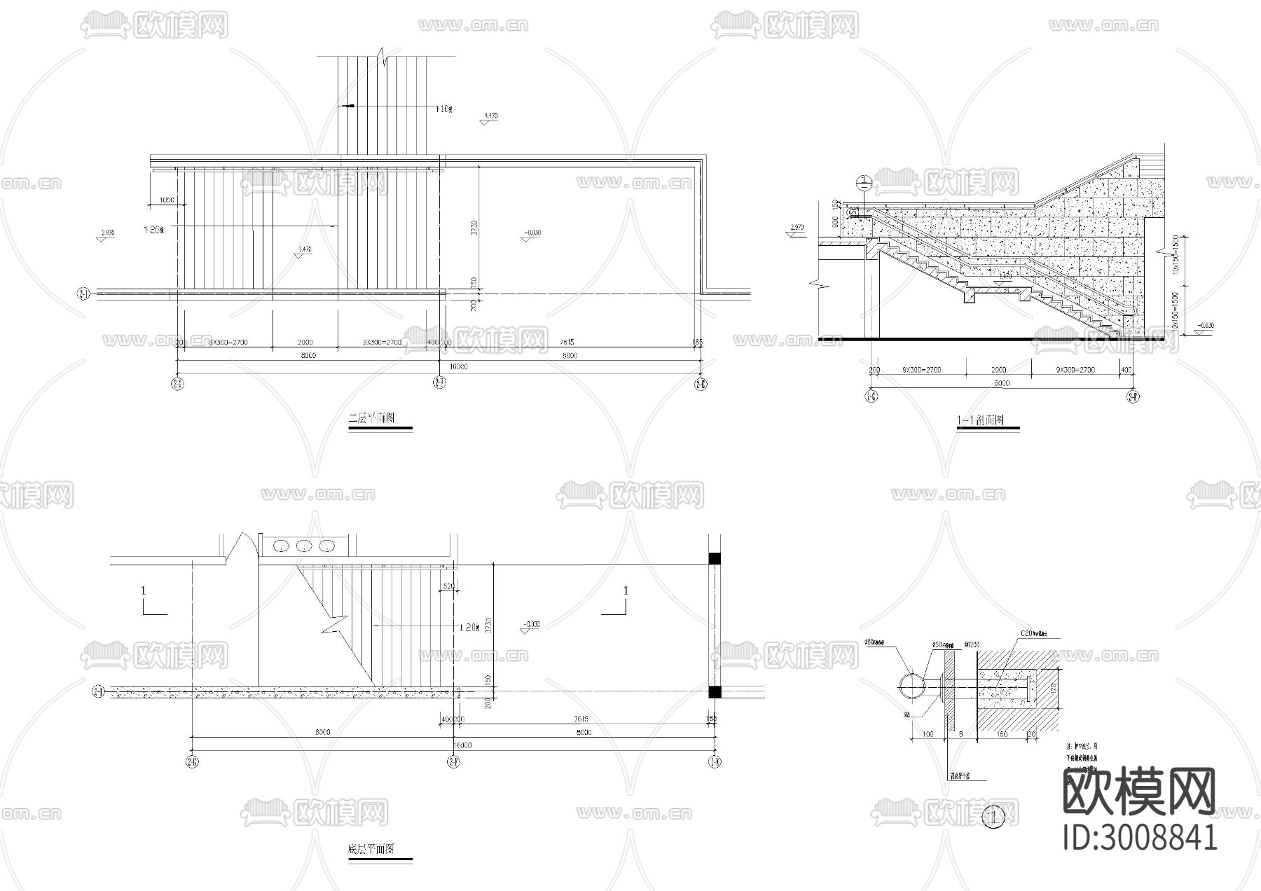 各种户外台阶cad大样图下载（渲染图3）