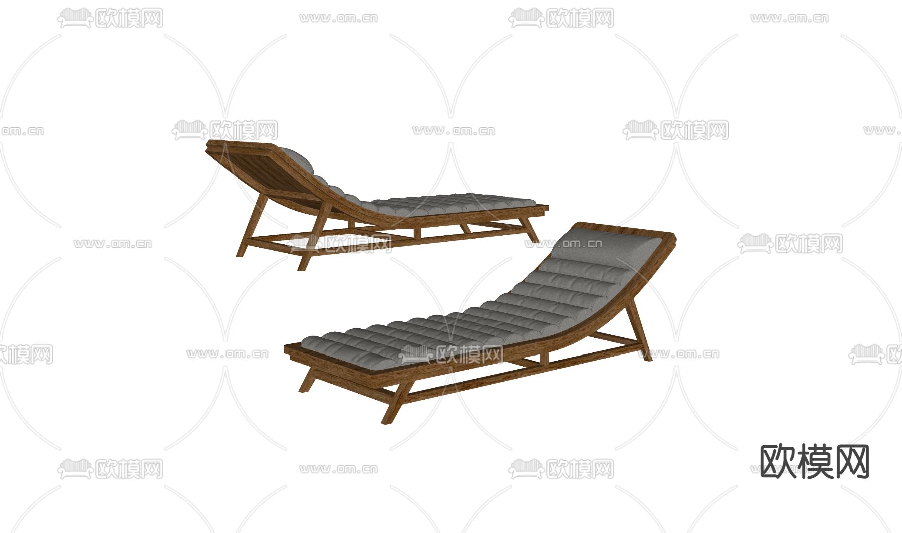 侘寂风休闲躺椅su模型下载（渲染图1）