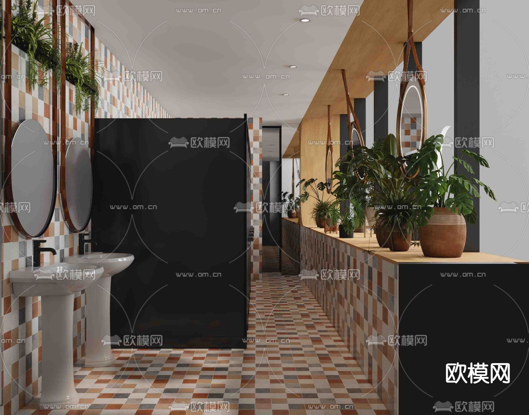 现代卫生间su模型下载（渲染图2）