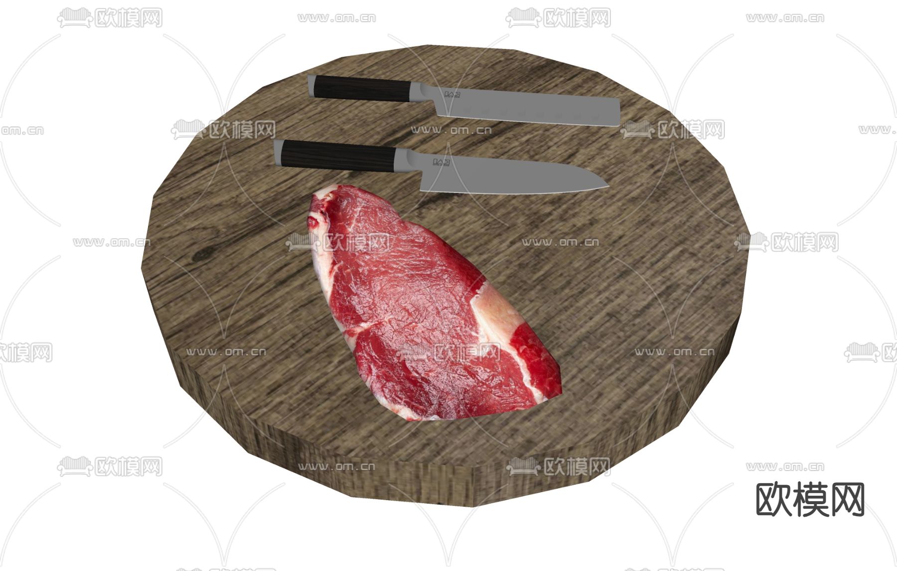 腱子肉 菜刀 砧板su模型下载（渲染图1）