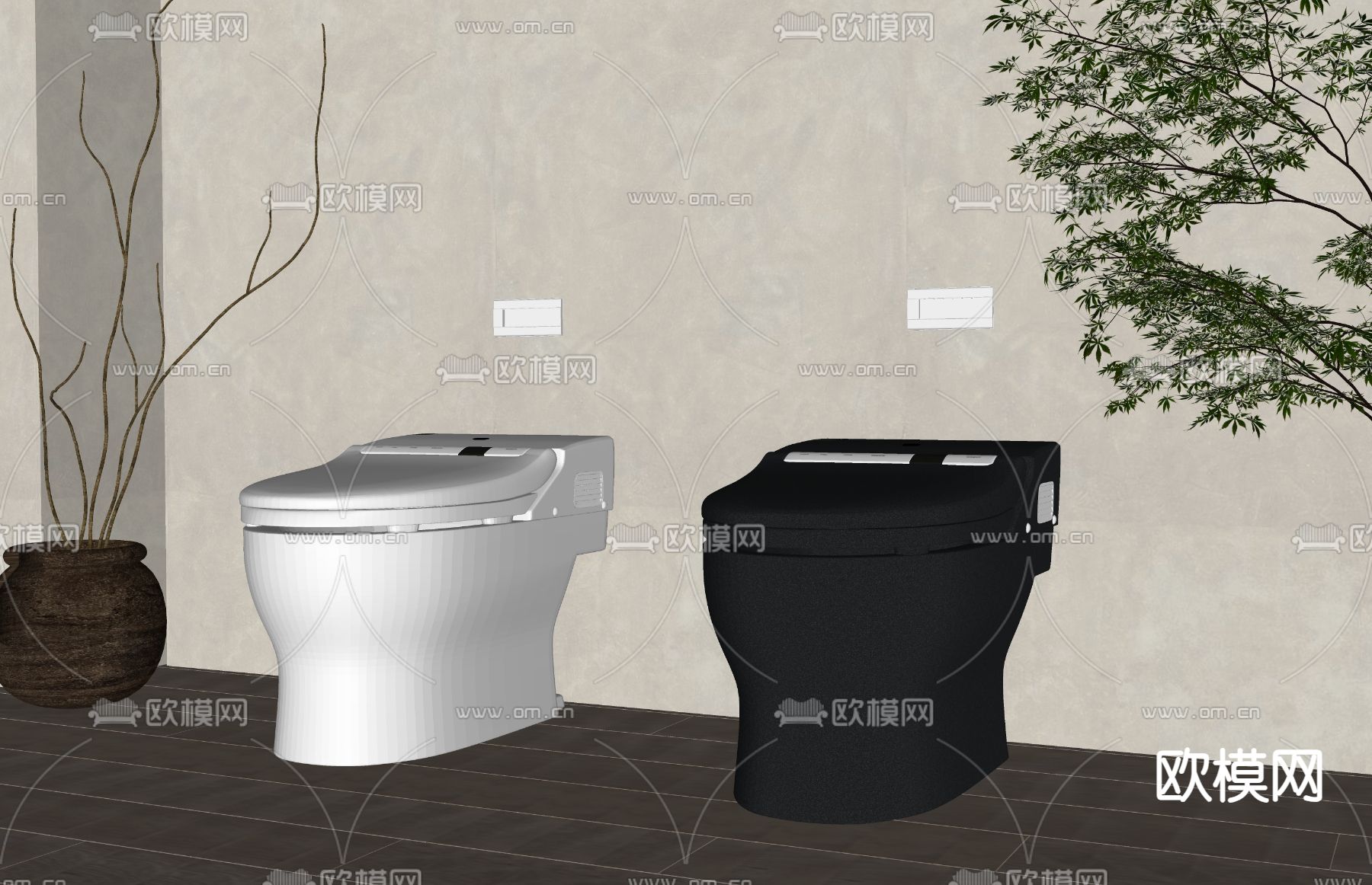 现代马桶su模型下载（渲染图1）