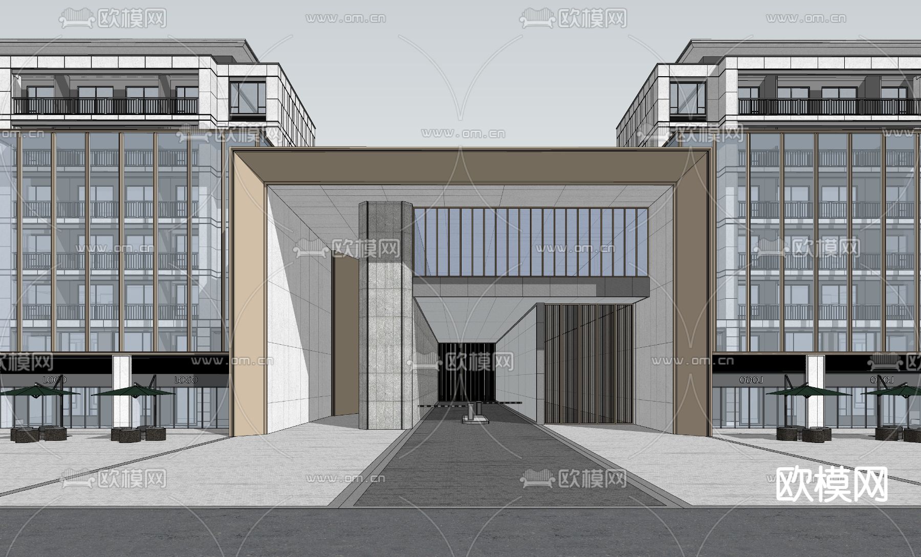 地下车库入口su模型下载（渲染图1）