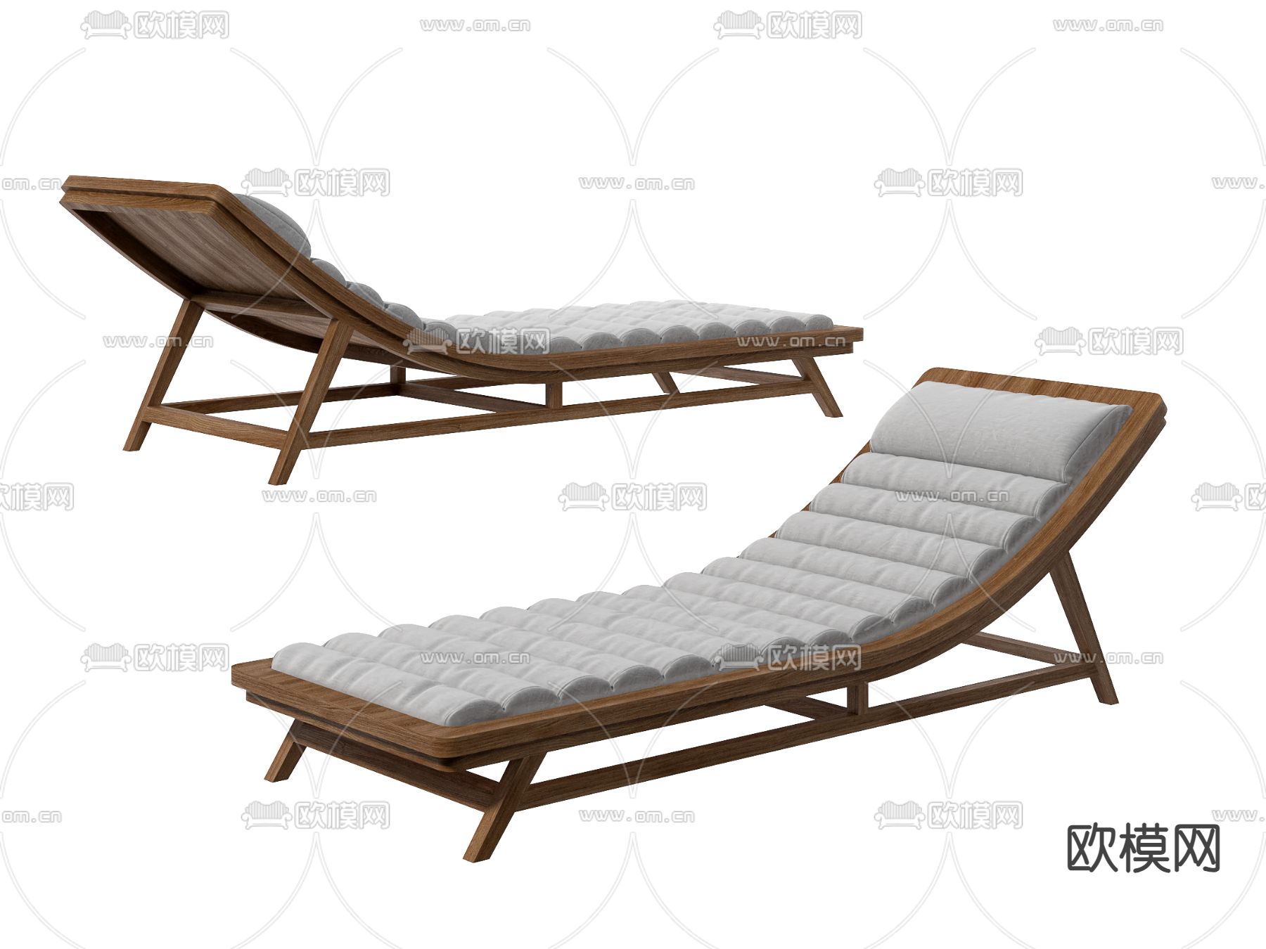 侘寂风休闲躺椅su模型下载（渲染图2）