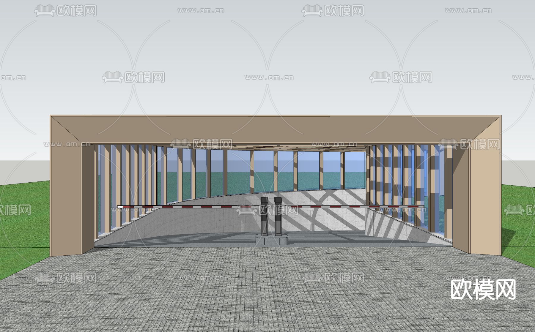 地下车库入口su模型下载（渲染图1）