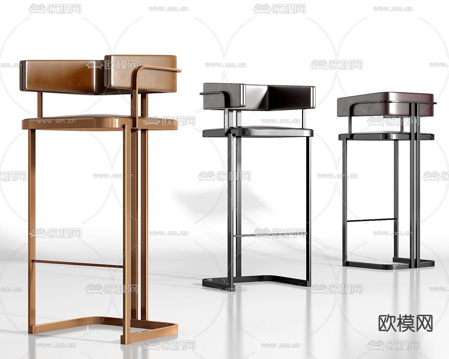 轻奢吧椅 吧凳 高脚凳3d模型下载