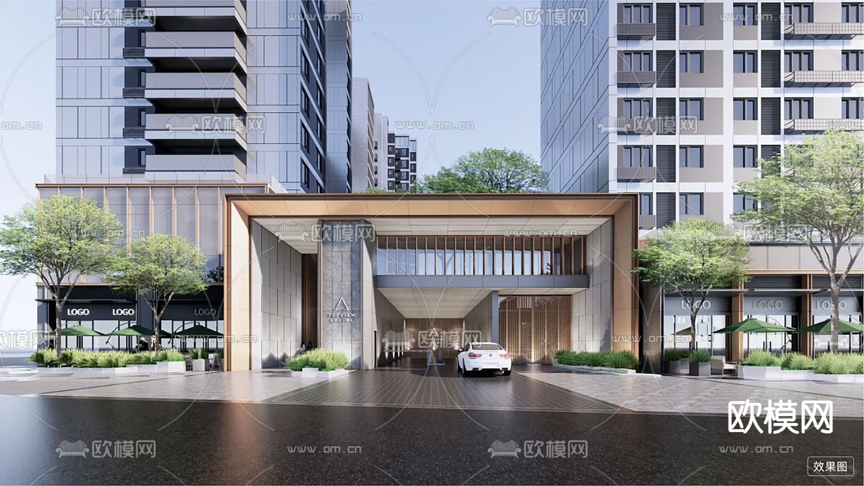 地下车库入口su模型下载（渲染图2）