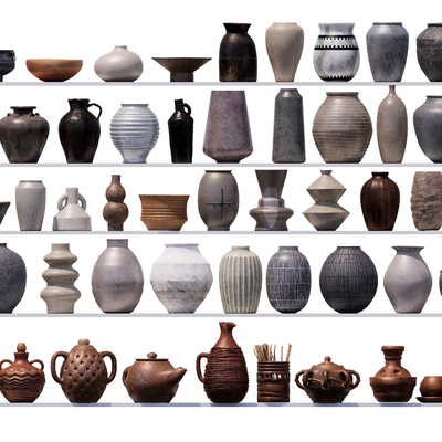  现代罐子 陶罐 陶罐小品su模型 