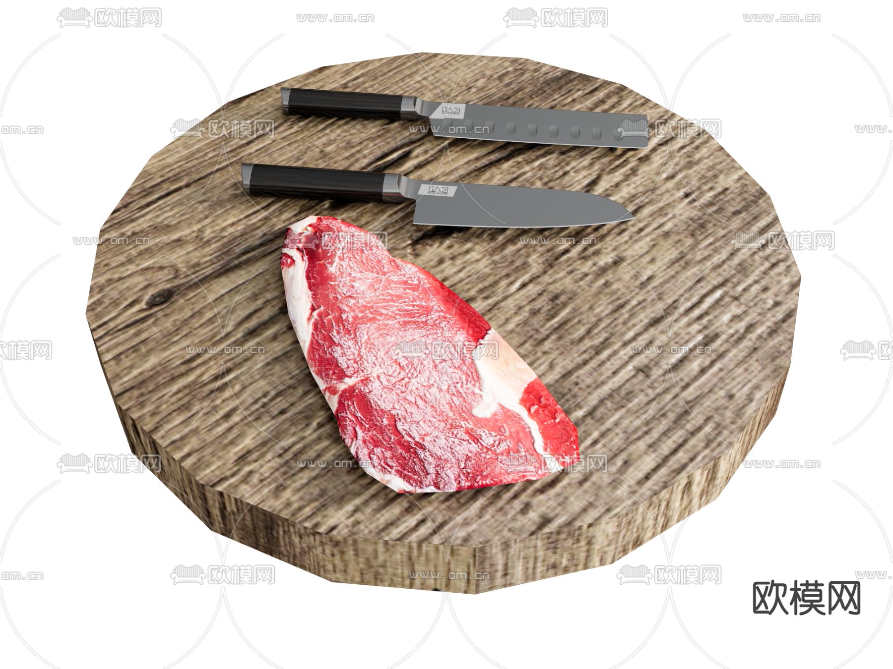 腱子肉 菜刀 砧板su模型下载（渲染图2）