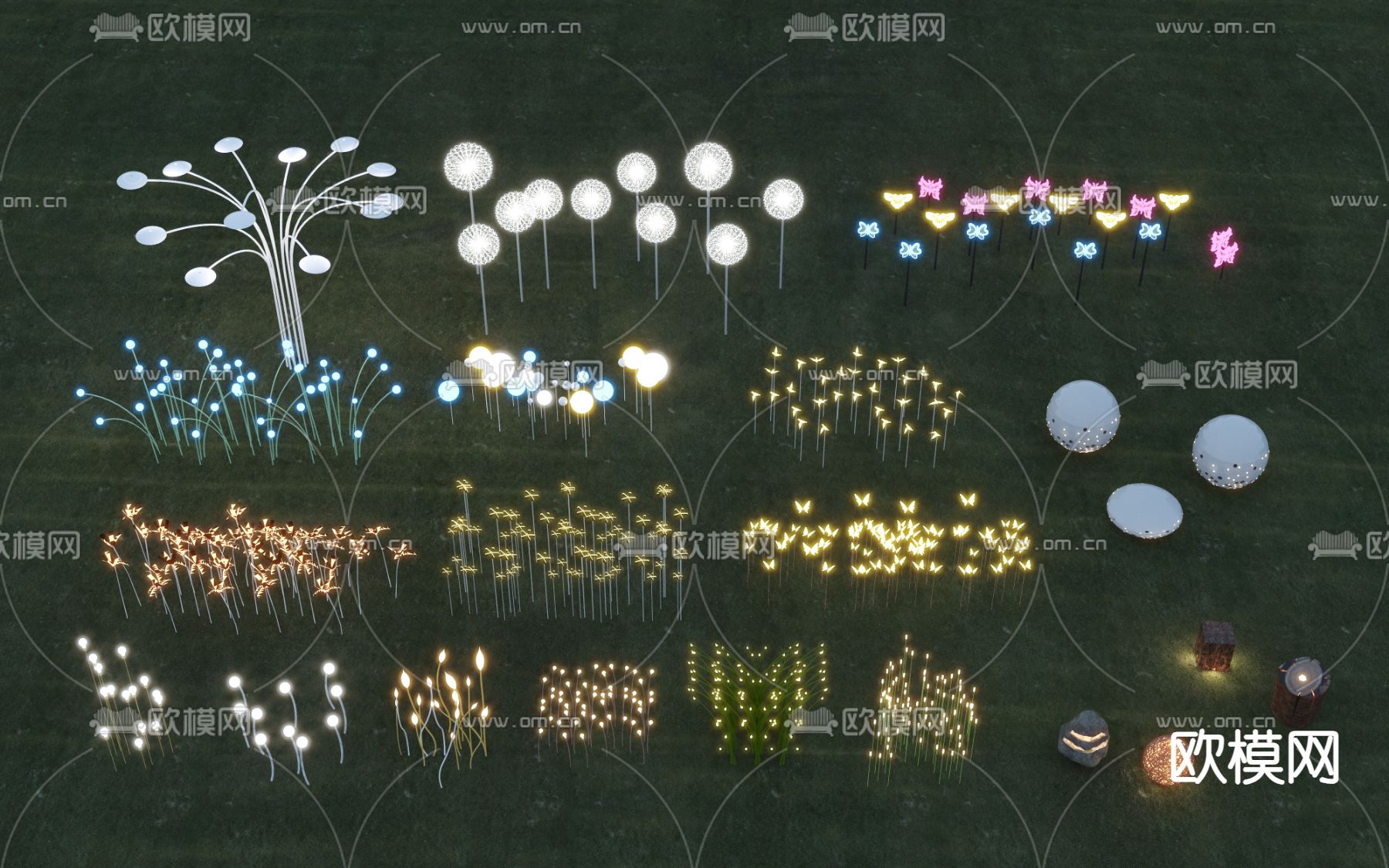 户外灯 草坪灯 景观灯 氛围灯 芦苇灯3d模型下载