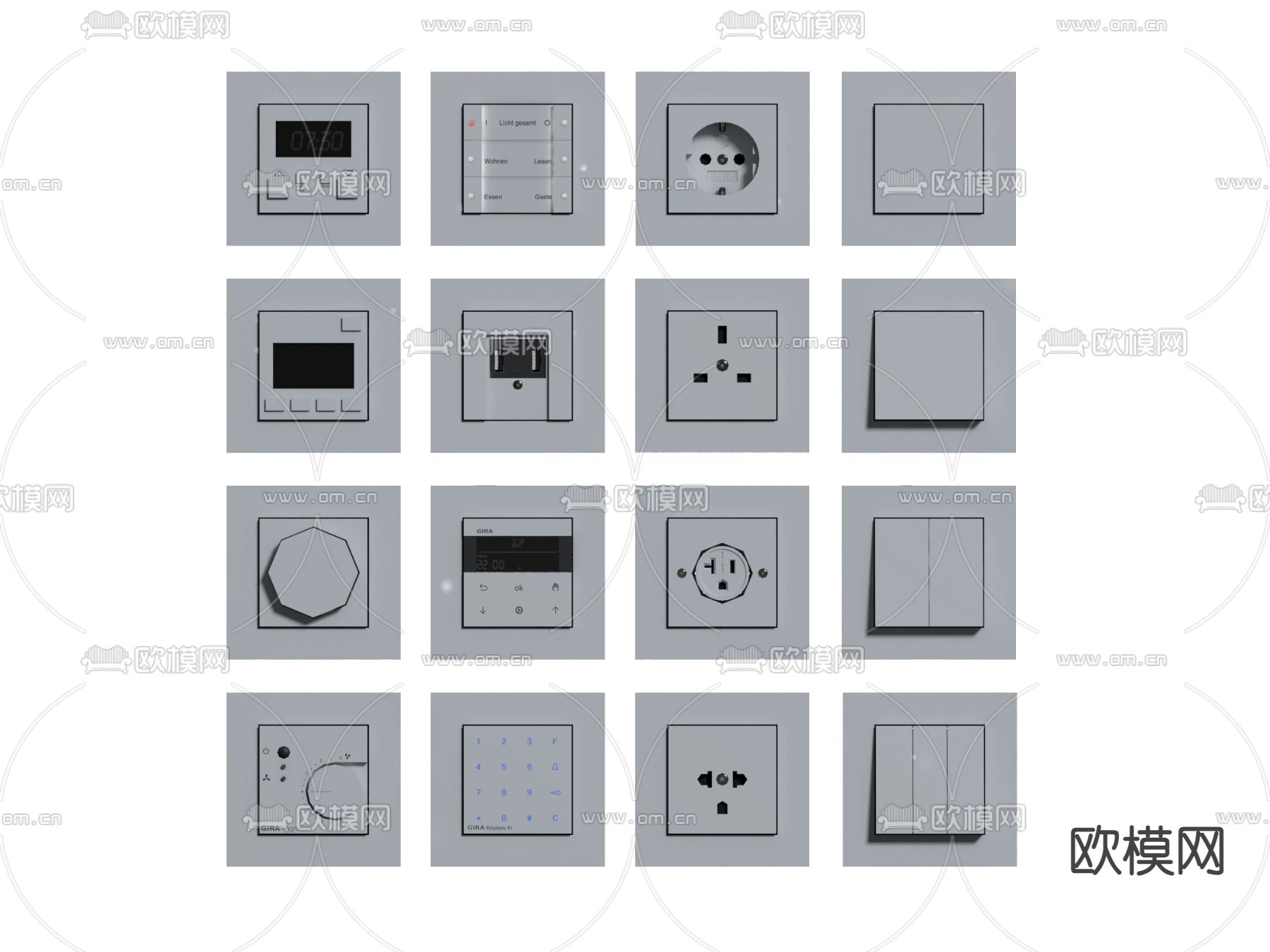 开关 插座 智能面板3d模型下载