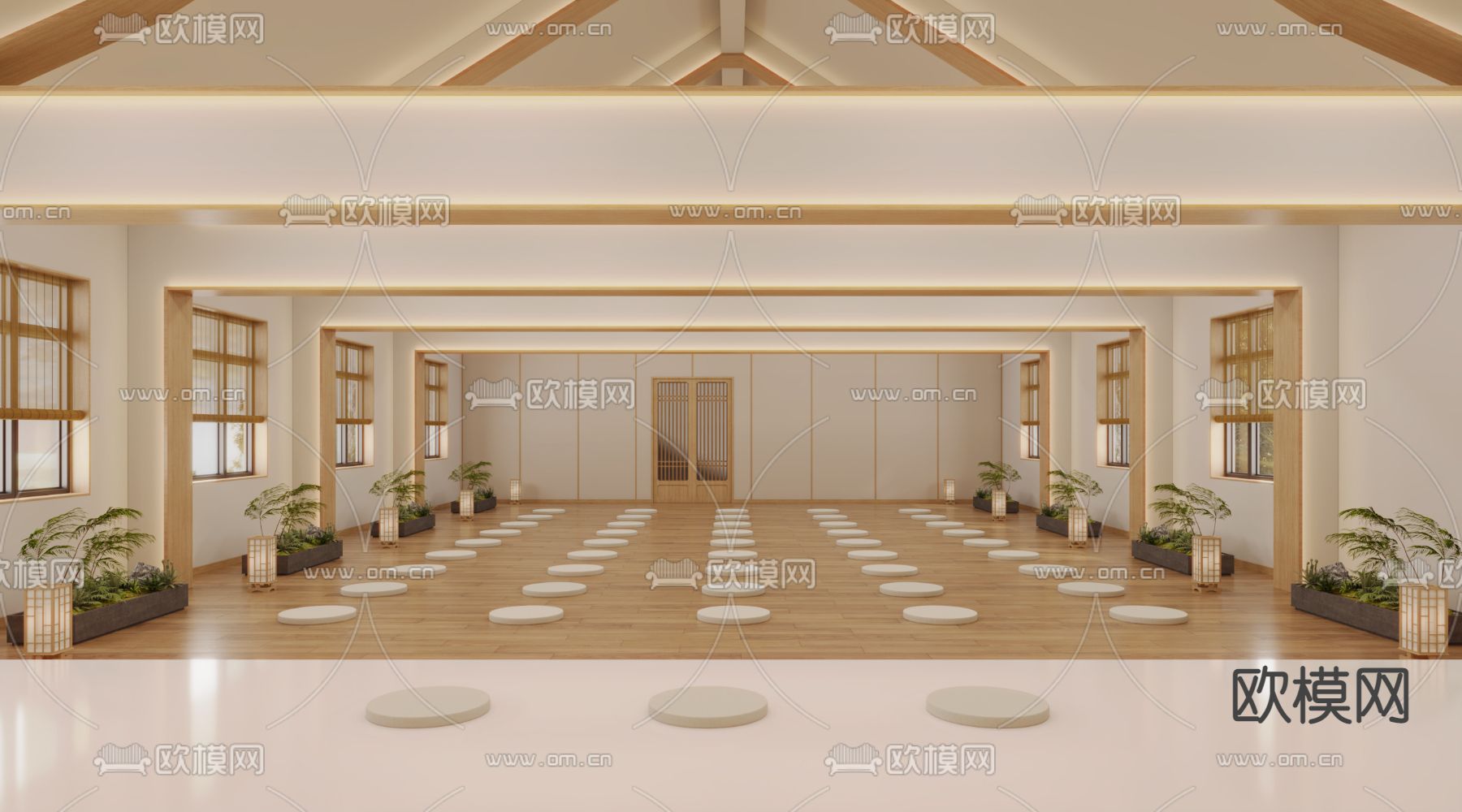 中式禅房 禅室 佛堂3d模型下载（渲染图2）