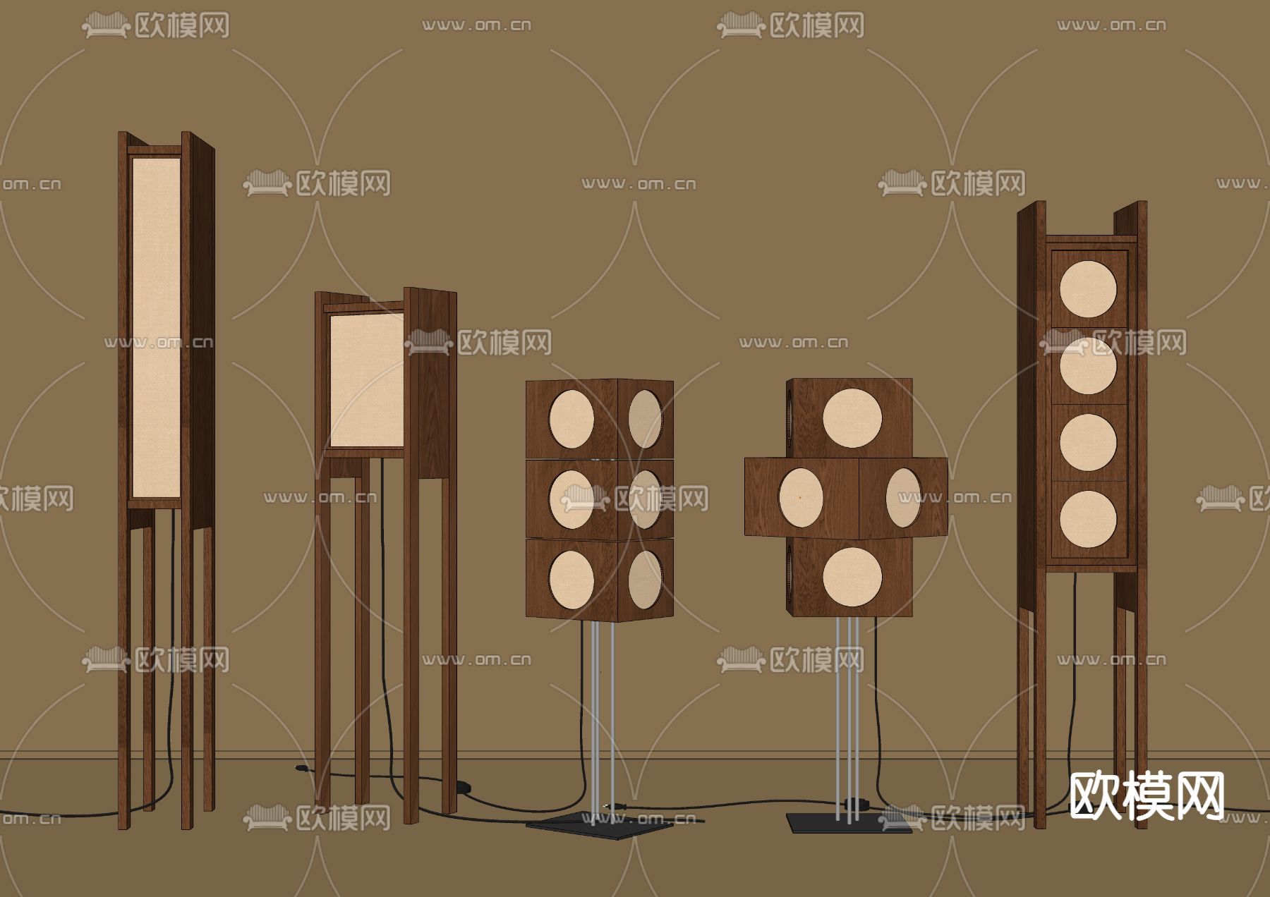 侘寂风落地灯su模型下载（渲染图1）