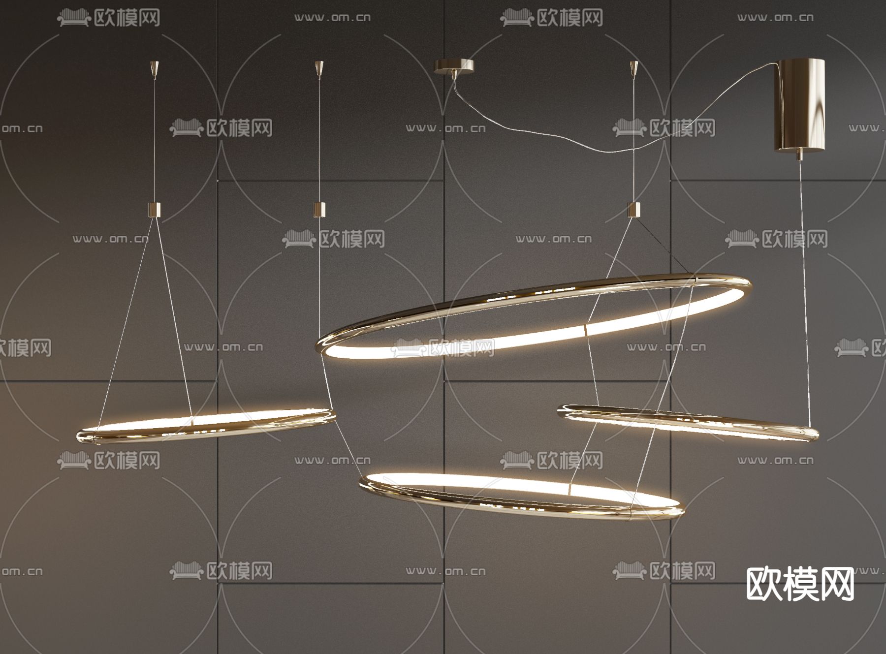 圆环吊灯 大堂吊灯3d模型下载