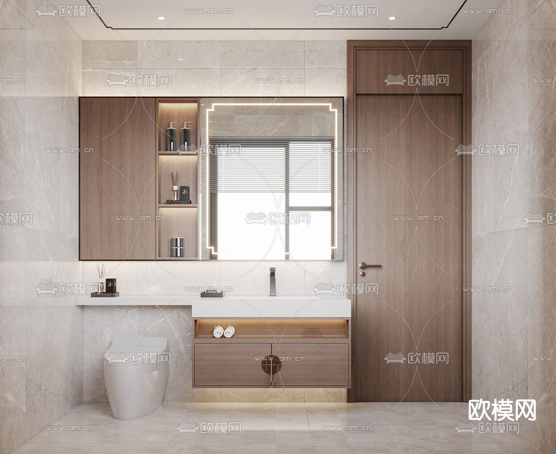 新中式浴室柜 洗手台 洗手盆3d模型下载