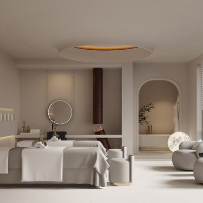  现代美容SPA包间su模型 