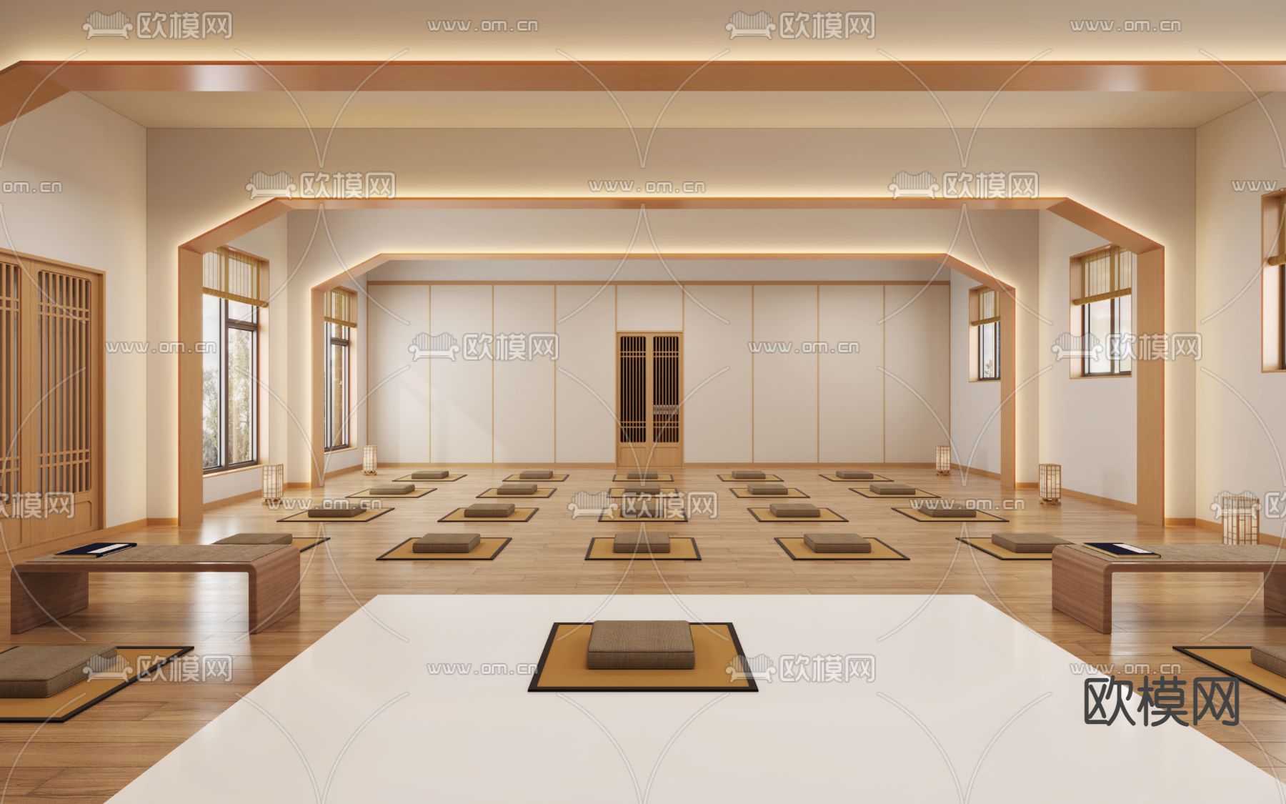 新中式禅房 禅室 培训教室3d模型下载（渲染图4）