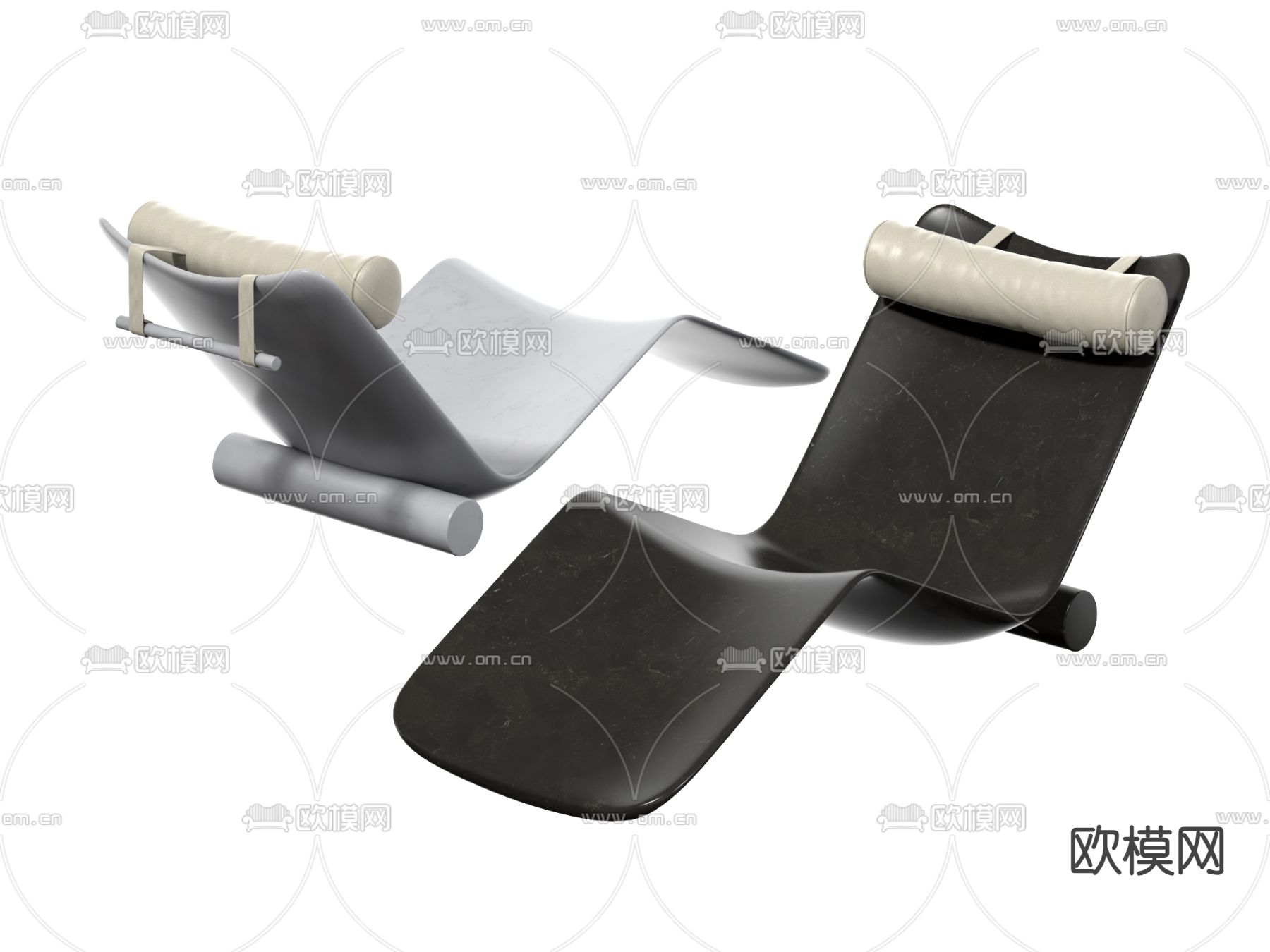 现代躺椅su模型下载（渲染图2）