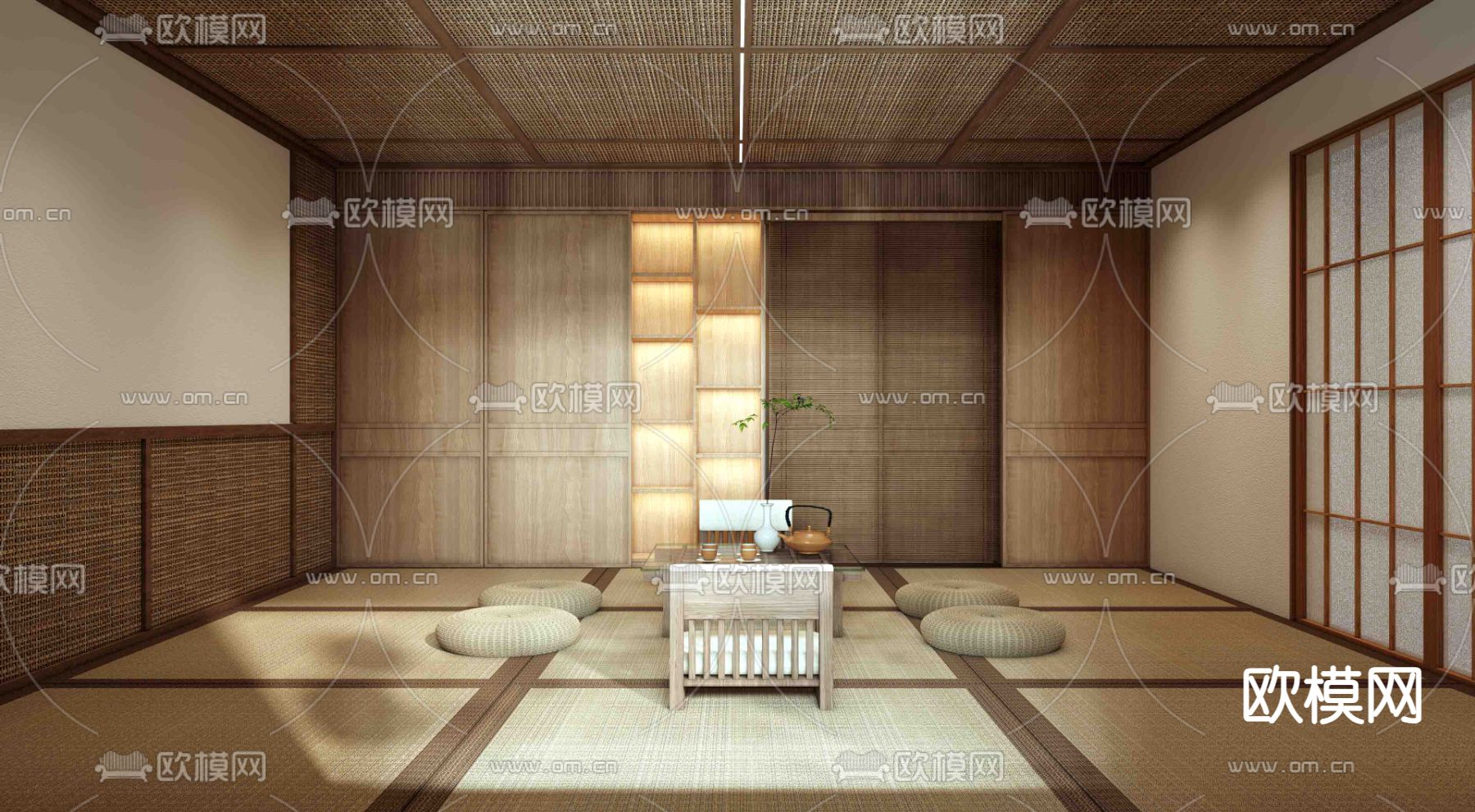 日式榻榻米茶室su模型下载（渲染图2）