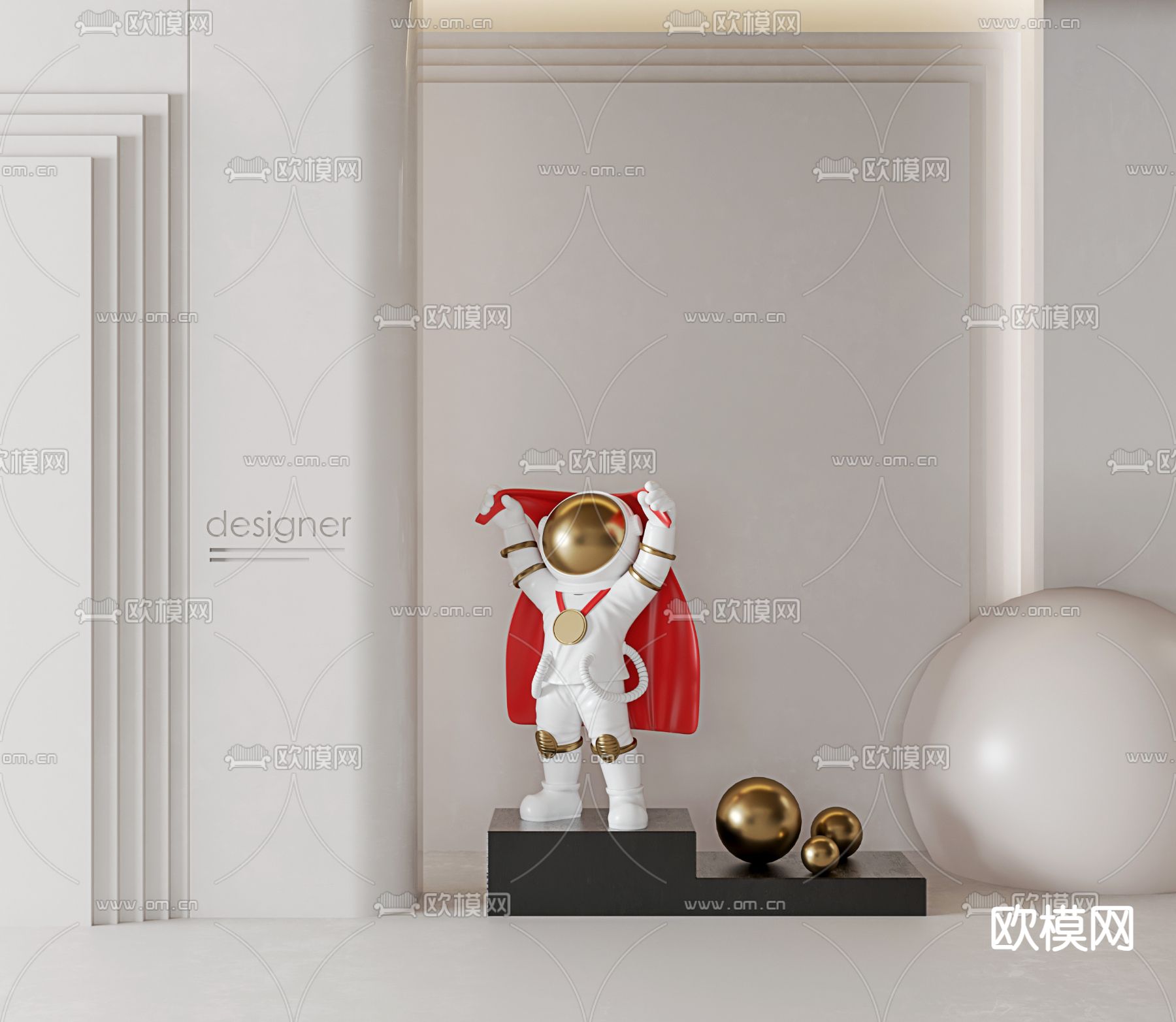 宇航员雕塑 潮玩摆件3d模型下载