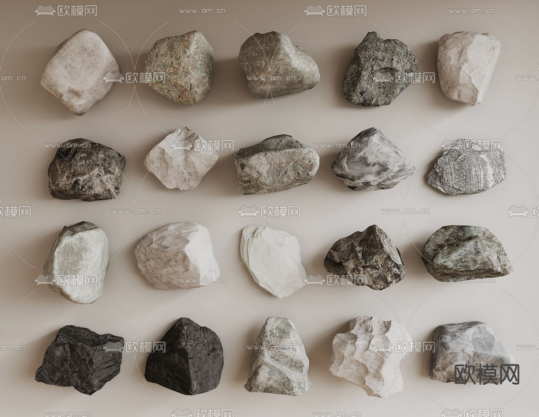 石头 石块 景观石3d模型下载
