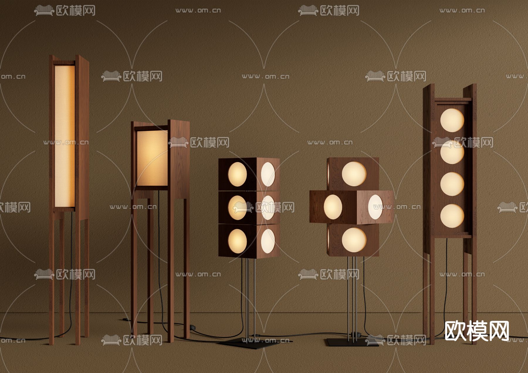 侘寂风落地灯su模型下载（渲染图2）