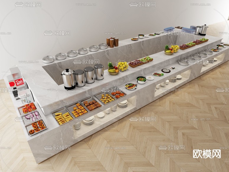 自助餐臺 調料臺 取餐臺3d模型下載