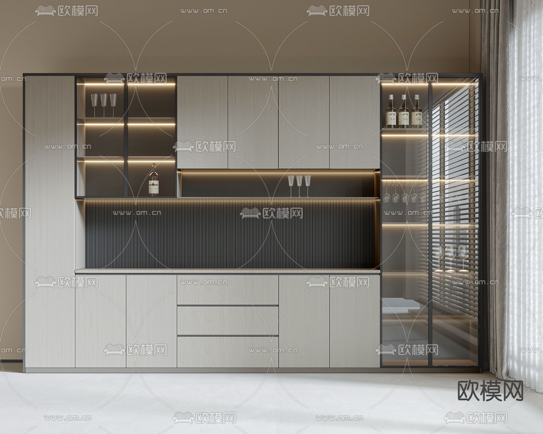 现代酒柜 餐边柜3d模型下载