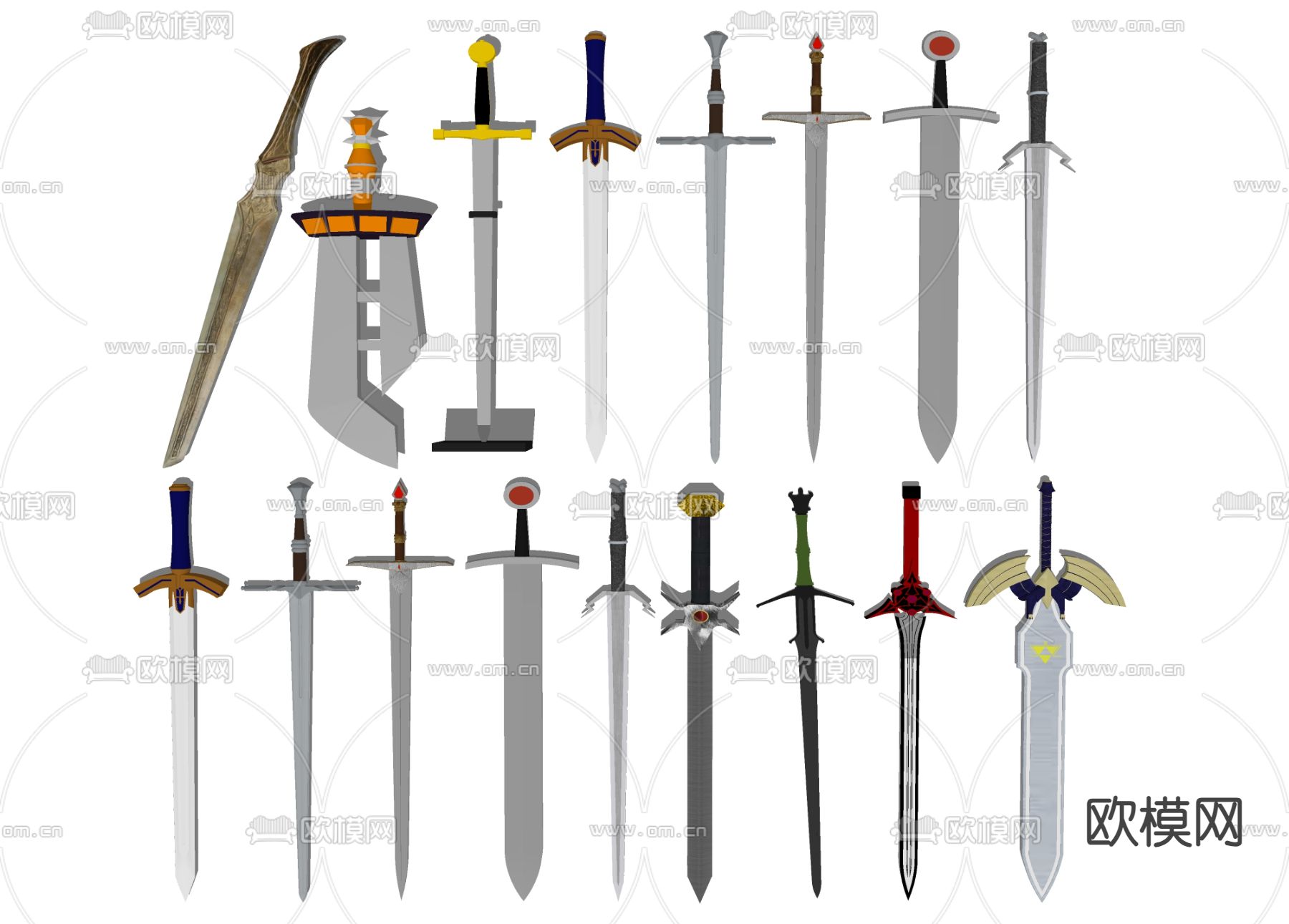 中式刀剑su模型下载