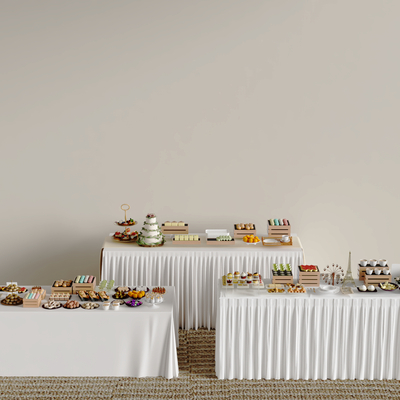  茶歇 点心 糕点 蛋糕 饮料su模型 