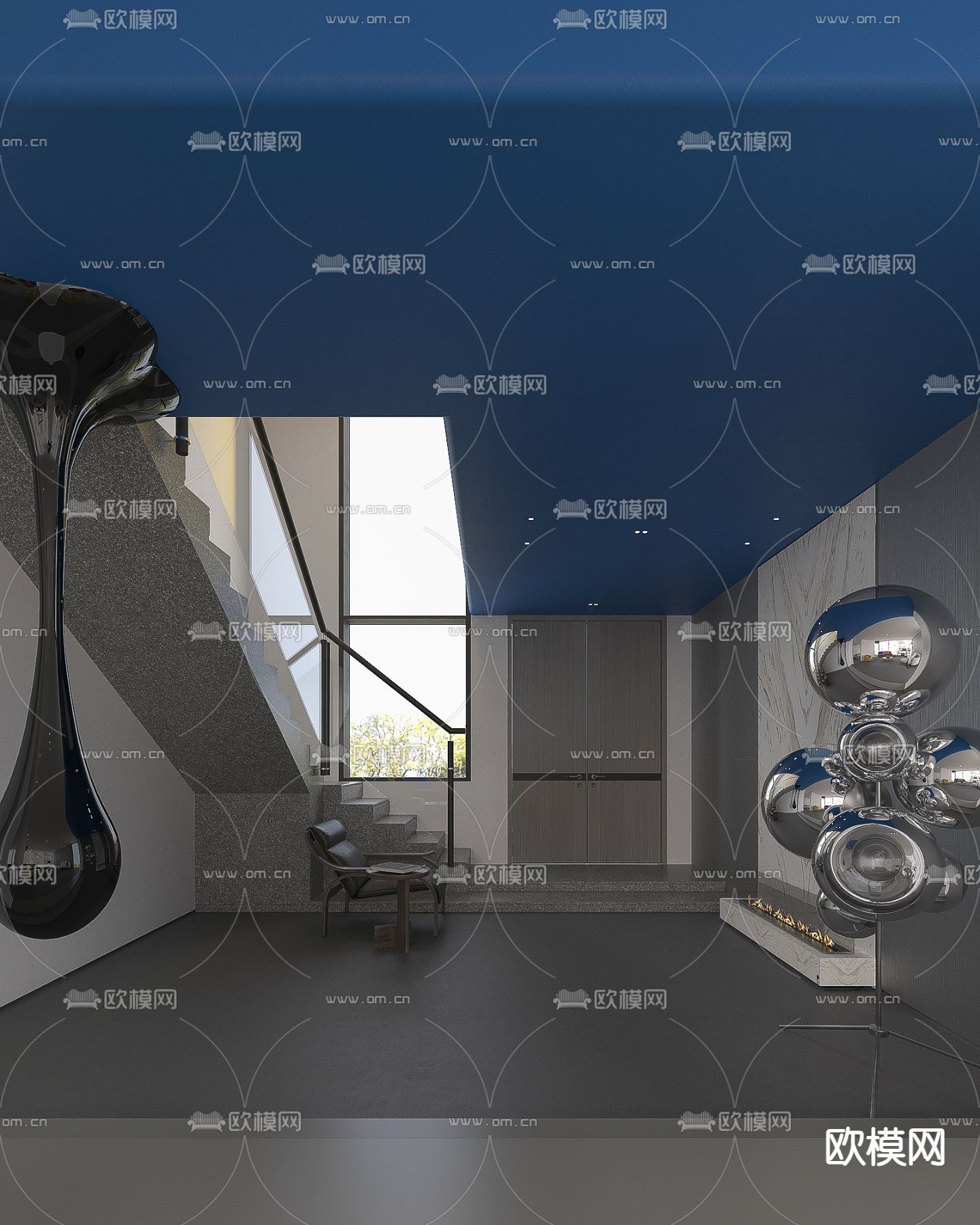 工业风客厅su模型下载（渲染图3）